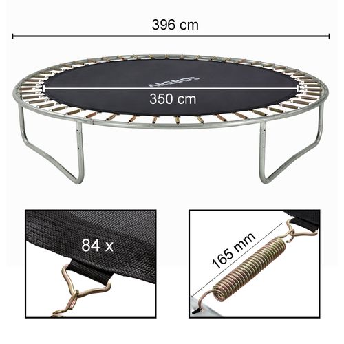 Arebos Tapis De Saut De Trampoline | Toile De Saut | Accessoires Trampoline Tapis De Saut De Rechange 396 Cm, Noir, 84 Ösen, Für 165 Mm Federn