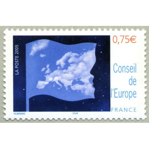 Timbre Service De 2005 Conseil De L'europe Drapeau Avec Carte - Yvert & Tellier N° 131
