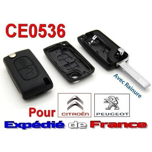 Coque De Remplacement Pour Clé Télécommande Plip Citroën : C1 C2 C3 C4 C5 C8 Picasso - Ce0536 2 Boutons Lame Avec Rainure