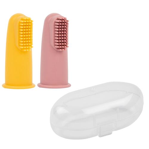 Lot De 2 Brosses À Dents Silicone Rose Et Jaune - Nattou