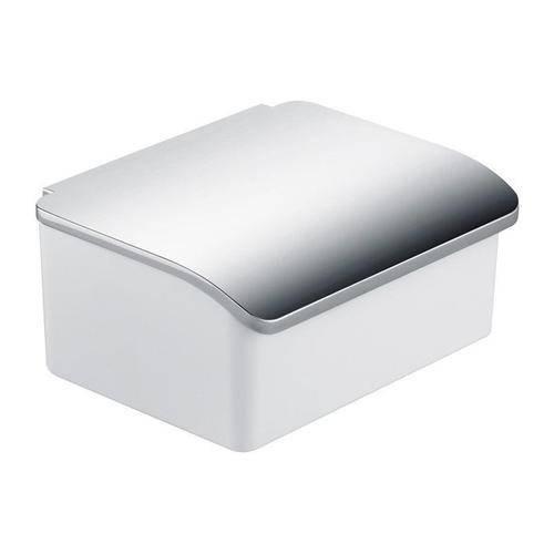 Boîte papier humide ELEGANCE avec récipient en porcelaine chromée blanche KEUCO