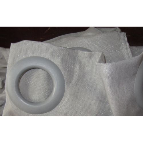 Voilage Gris Polyester 140x240 Cm 8 Anneaux Pour Tringle De Diamètre 4 Cm
