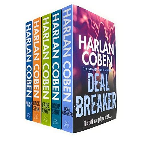 Myron Bolitar Series 5 Books Collection Set By Harlan Coben (Deal Breaker, Drop Shot, Fade Away, Back Spin & One False Move)