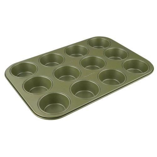 Zenker 7456 Moule À 12 Muffins, Moule À Cupcakes, Moule Vert Éco-Responsable Anti-Adhésif, Ilag, Cire De Carnauba, 38,5x26,5cm