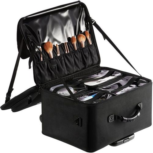 Mallette de Maquillage à Roulettes-VEVOR-Boîte Trousse Maquillage Professionnelle Imperméable Oxford Cadeau de Maquillage-Noir