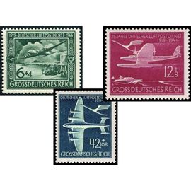 Allemagne, 3ème Reich 1944, Très Belle Série Neuve** Luxe De Poste Aérienne, Timbres Yvert 59, 60, 61, 25 Ans Du Service Postal Aérien, .