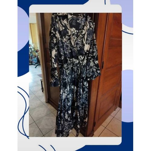 Robe Bleue Et Blanche Zara Fleurie L/40