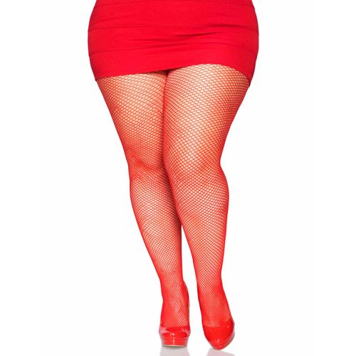 Collants Résille Rouge Femme - Taille: Xl