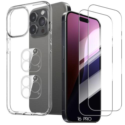 Coque Silicone Transparent Pour Iphone 15 Pro Avec 2 Verres Trempés + 2 Vitres Objectif Arrière - E.F.Connection