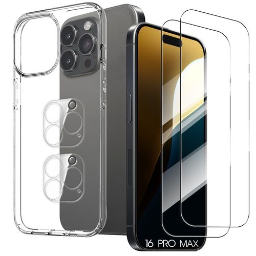 Coque Tpu Pour Iphone 16 Pro Max Avec 2 Verres Trempés Et 2 Protections Caméra Arrière - E.F.Connection