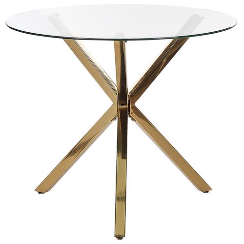 Table Ronde En Verre Avec Pieds Dorés 90 Cm Savoni