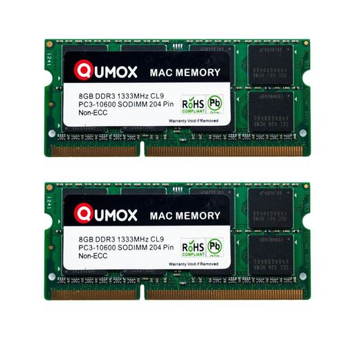 QUMOX 16Go ( 2x 8Go ) 1333MHz DDR3 PC3-10600 - PC-10600 204 broches SO DIMM CL9 mémoire pour Apple Mac