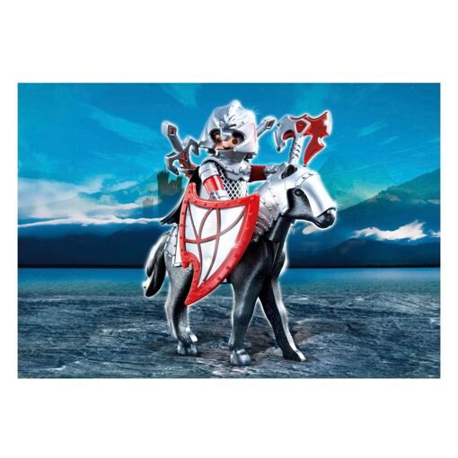 Pièces PLAYMOBIL Chevalier - Armure, Robe De Cheval, Tête Casque Grise - Occasion
