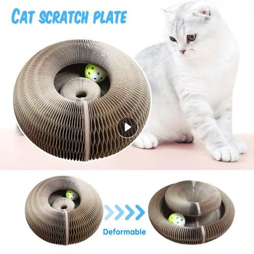 Planche À Gratter Magique Pour Chat, Jouet Pour Chaton, Forme Ronde, Pliable, Ondulé, Litière Pour Chat, Grandes Griffes Et Démangeaisons