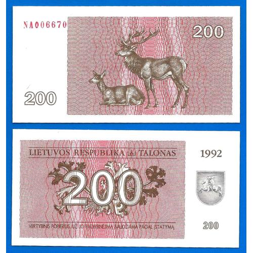 Lituanie 200 Talonas 1992 Neuf Billet Litu Litas