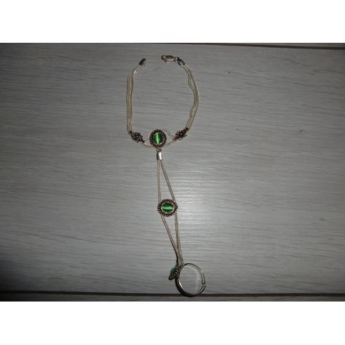 Bague Et Bracelet/Chaîne De Main En Argent