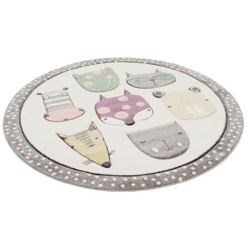 Pergamon Maui Kids - Tapis Pour Enfant Rond - Happy Animals Colorée 120x120 Cm