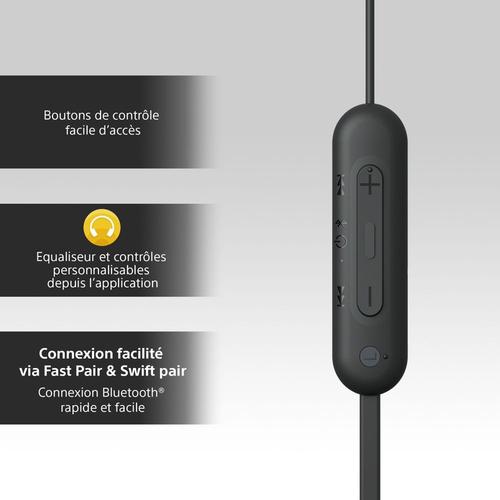 Sony WI-C200 Ecouteurs intra-auriculaires sans fil type tour de cou, Noir