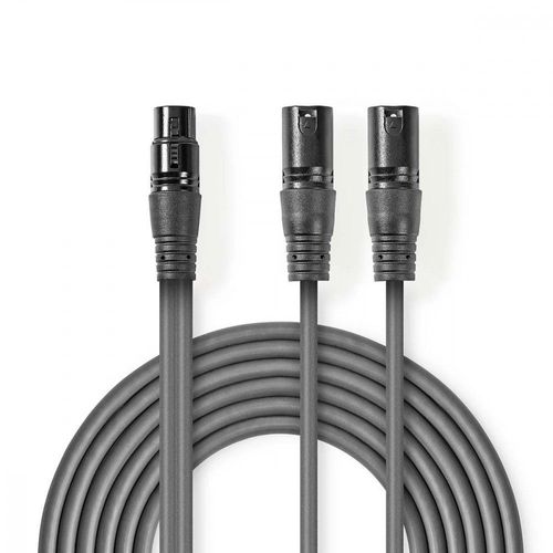 Nedis OnStage series - Répartiteur audio - XLR3 mâle verrouillé pour XLR3 femelle verrouillé - 1.5 m - gris foncé