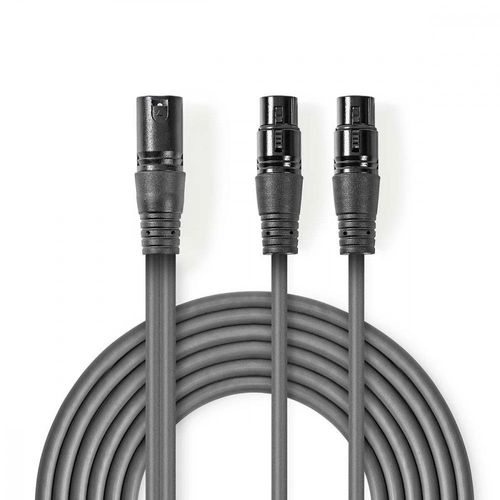 Nedis OnStage series - Répartiteur audio - XLR3 mâle verrouillé pour XLR3 femelle verrouillé - 1.5 m - gris foncé