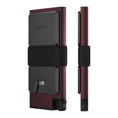 Ekster Porte cartes en aluminium - Porte cartes pour 12 cartes - Blocage de la RFID - Portefeuille Porte cartes - Bois rouge