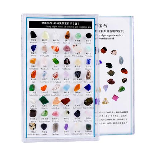 48xnatural Gem Mineral Rocks Cristal Poli Science Stones Collection