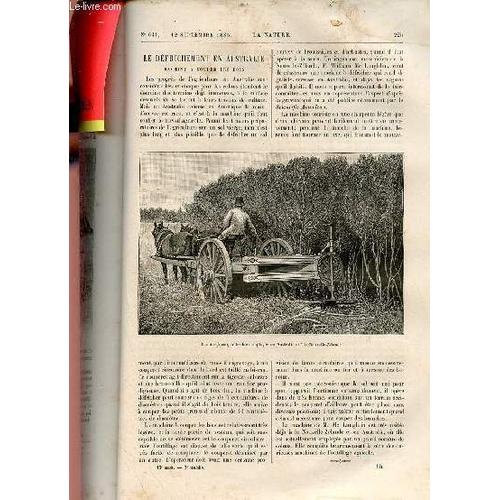 La Nature Revue Des Sciences Et De Leurs Applications Aux Arts Et À L Industrie N°641 12 Septembre 1885 - Le Défrichement En Australie Machine À Couper Les Bois - Algues Des Eaux De La Bourboule - La(...)