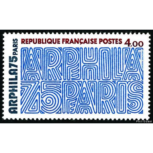 France 1975, Très Beau Timbre Neuf** Luxe Yvert 1836, Arphila 75 Paris, Concours De Création, " Le Graphisme " De Nandan Nagwekar.