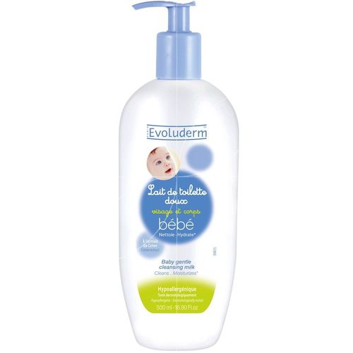Evoluderm - Lait De Toilette Doux Bébé À L'extrait De Coton - Visage & Corps - 500ml 