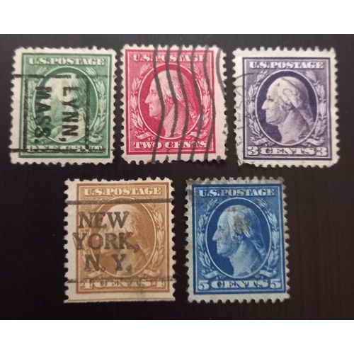 Timbres Etats Unis 1908 Benjamin Franklin & George Washington