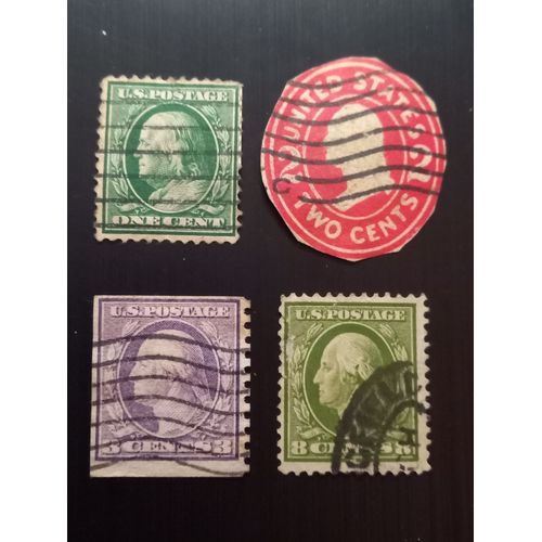 Timbres Etats Unis 1900 2 Cents Affranchissement En Relief,1908 Benjamin Franklin & George Washington