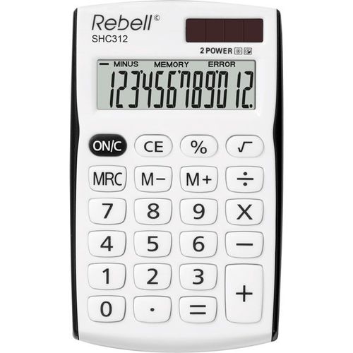 Calculatrice Rebell, RE-SHC312BK BX, white and black, pocket, 12-digit