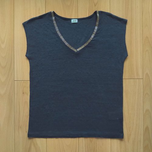 Tee Shirt En Lin Pimkie Bleu Marine Taille S