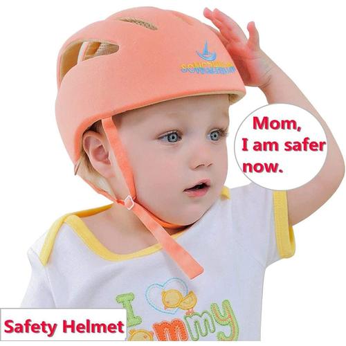 Casque de sécurité ajustable pour bébé Casque de protection pour Casque  Bébé Anti Choc Protectio(Orange)