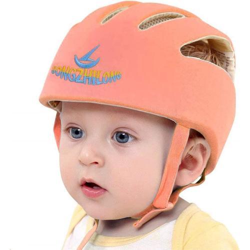 Casque de sécurité ajustable pour bébé Casque de protection pour Casque Bébé  Anti Choc Protectio(Orange)