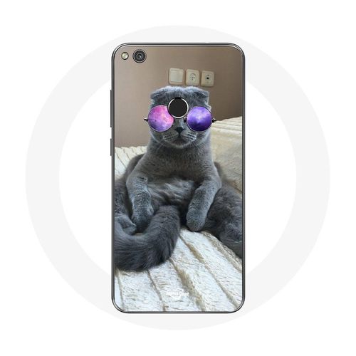 Coque Pour Huawei P8 Lite 2017 Chat Avec Lunettes De Vue Violettes
