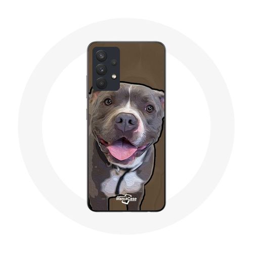 Coque Pour Samsung Galaxy A32 Chien Pitbull Blanc Gris