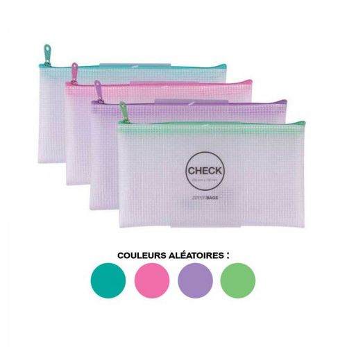 Pochette Protège Document En Nylon Chéquier Assortiment Couleur Pastel Apli Zipper Bags