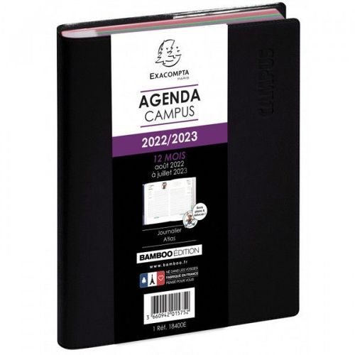 Agenda Scolaire 2023/2024 - Noir - Campus - 12 X 17 Cm - Exacompta