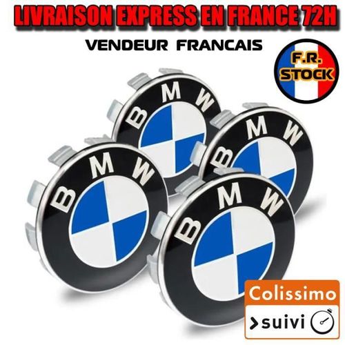 4x Cache Moyeu Jante Centre De Roue Enjoliveur Bmw 68mm Bleu Et Blanc Neuf