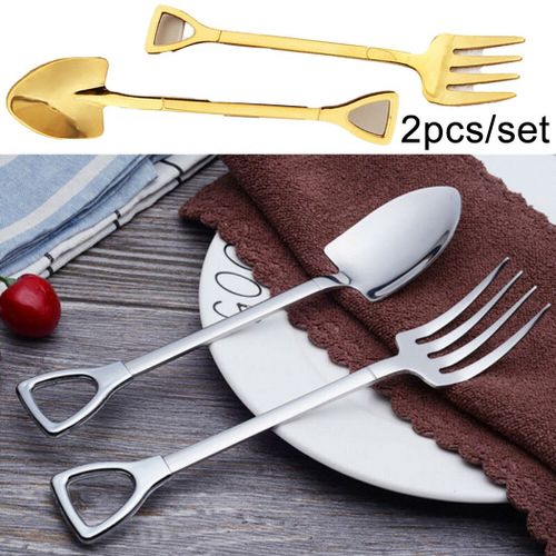 2 * En Acier Inoxydable Petite Pelle Cuillère Fourchette Vaisselle Cuillère À Café En Argent/Or Vaisselle Cuisine Outils Accessoires