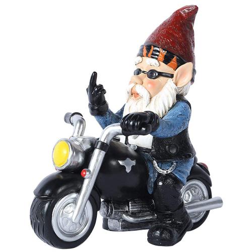 Statue De Jardin En Résine, Ornements Amusants, Nains, Moto, Artisanat, Barbe Blanche, Vieil Homme, Drôle, Décoration Gnome