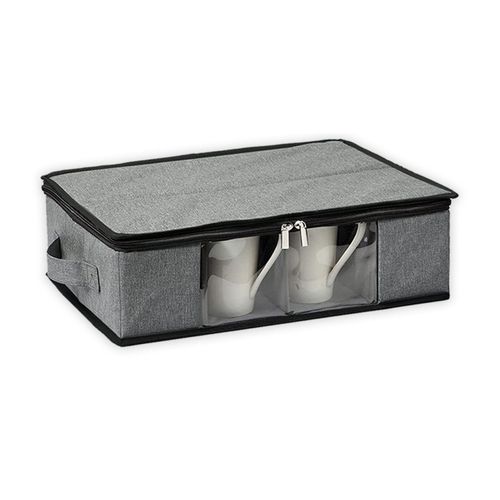 Boîte de rangement de tasse à café avec fenêtre transparente, conteneur de rangement de tasse à café avec diviseurs, étui organisateur de tasse en porcelaine 12