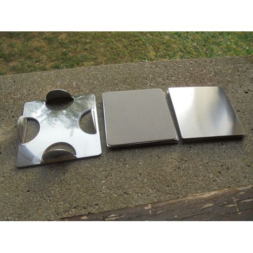 Support & 6 Sous Verres En Métal