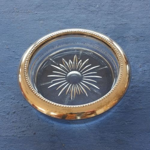 Dessous De Verrre En Métal Argenté Et Verre