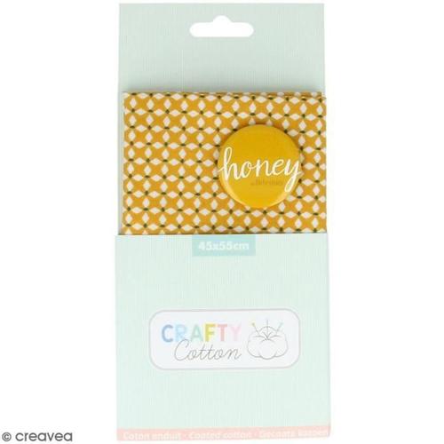 Coupon De Tissu Coton Crafty Cotton - Losanges Blancs - Fond Ocre - 45 X 55 Cm Coupon De Tissu Crafty Cotton Artemio : Matière :