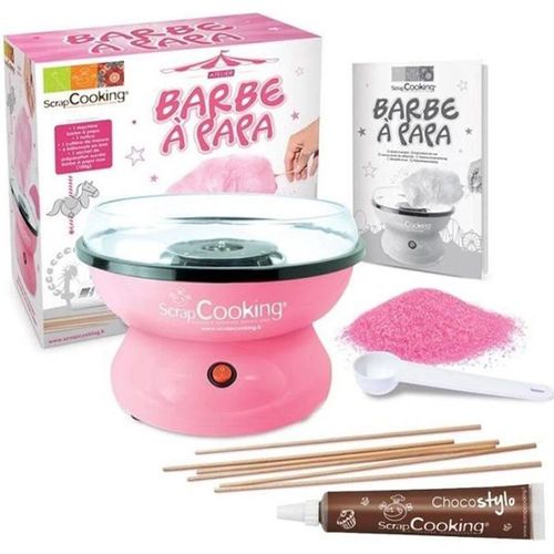 Machine à Barbe à papa - SCRAPCOOKING - Atelier pour Barbe à papa + Stylo chocolat offert - Rose - 500W
