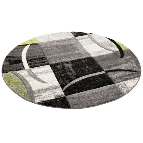 Pergamon Brilliant - Tapis De Designer Ronde - Motif Carreaux Tendance Vert 160x160 Cm