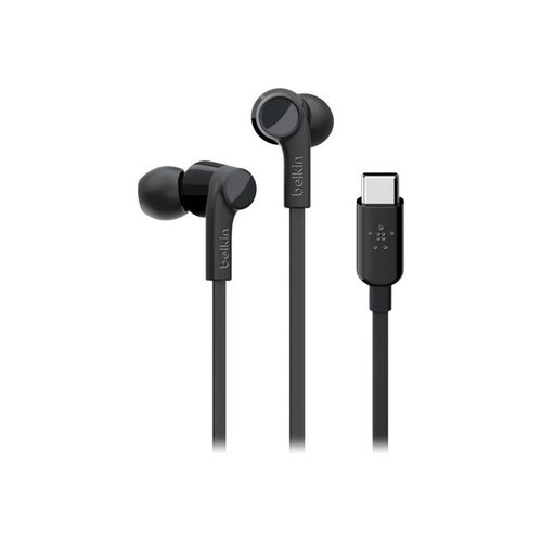 Belkin ROCKSTAR - Écouteurs avec micro - intra-auriculaire - filaire - USB-C - isolation acoustique - noir