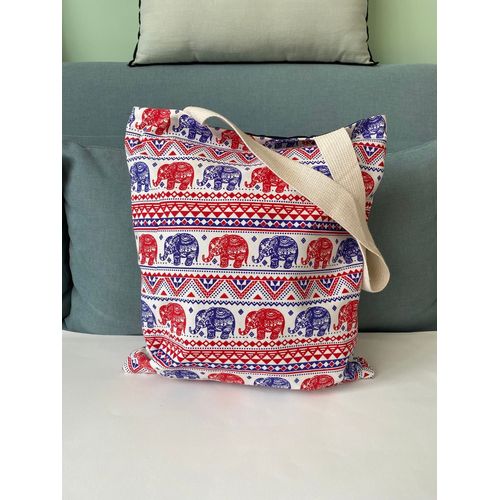 Sac cabas fourre-tout imprimé motif éléphant. Taille moyen